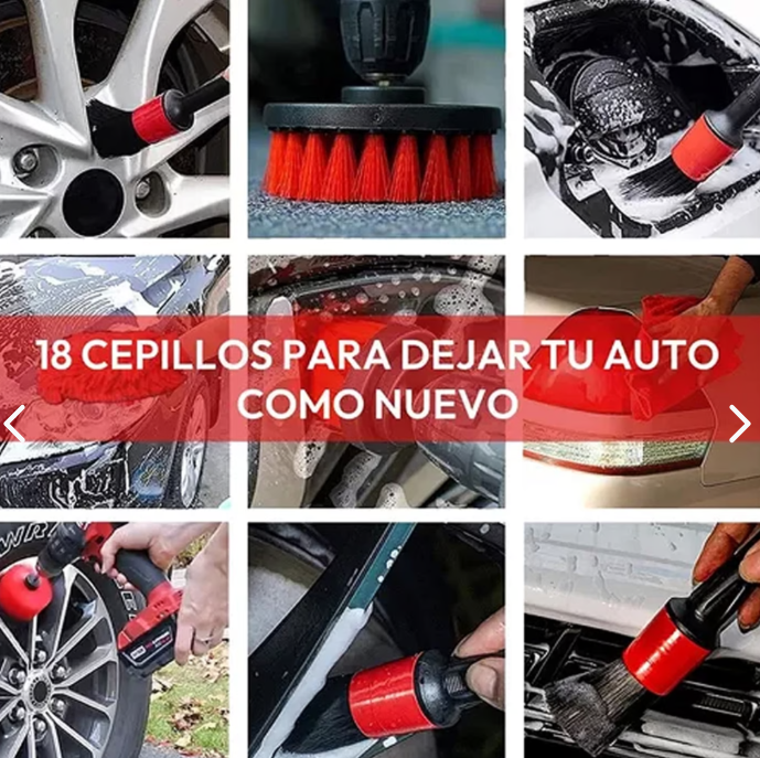 AutoKit ™ Juego 18 Piezas Limpieza para Autos